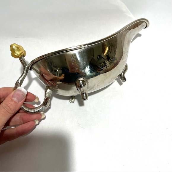 Silver & Gold metal gravy boat - Picture 6 of 8